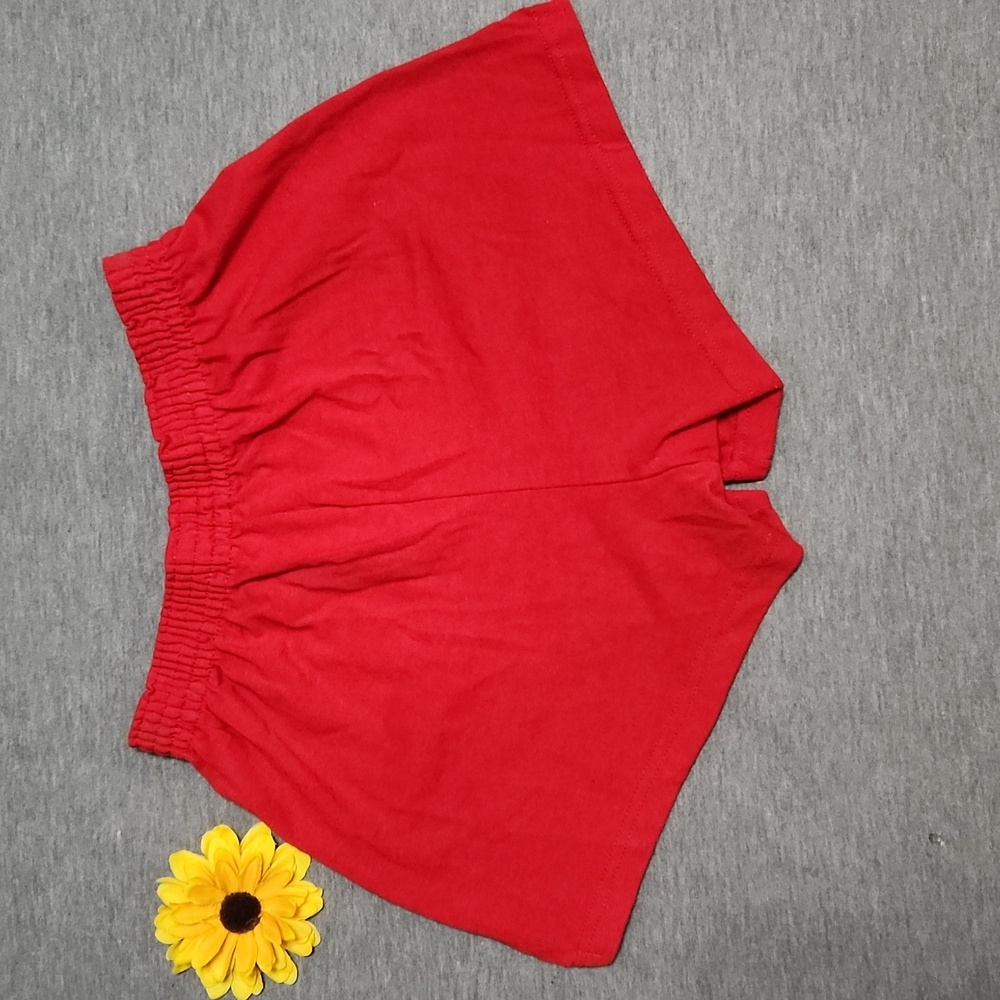Y2K Red SOFFE Cotton Athleisure Athletic Sportswear Activewear Cheer Shorts - Picture 3 of 9